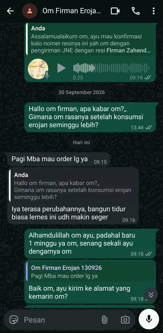 Testimoni pelanggan Erojan 1 (placeholder)